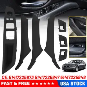 Auxito Mbs-f10-7m For 10-16 Bmw 5 Series F10 F11 Black Inner Door Panel Handle Pull Trim Cover