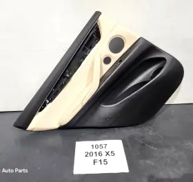 Bmw 7370035 14-18 Oem F15 X5 Rear Driver Door Card Panel Black Beige Leather Dakota
