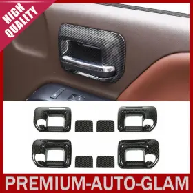 Cherocar Cherocar2508011 Carbon Outside Door Handle Bowl Trim Cover For Chevy Silverado Sierra 2014-2018