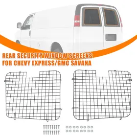 Elitewill Ew-c1779v01 Van Window Safety Screens - Full Size Chevy/gmc Vans 1996-2014 Rear Doors Black