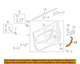 Ford Oem Be8z5422670aa 11-19 Fiesta Front Door Interior Trim-panel Cover