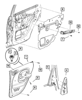 Mopar 1es861kaab Genuine Rear Door Trim Panel Right
