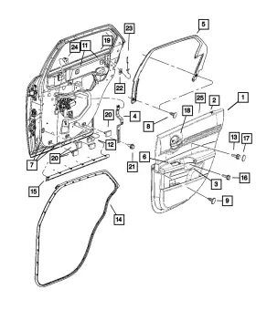 Mopar 1ph721dbaa Genuine Rear Door Trim Panel Right