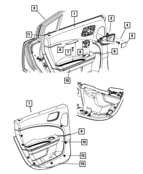 Mopar 1tq40jrrak Genuine Rear Door Panel Right