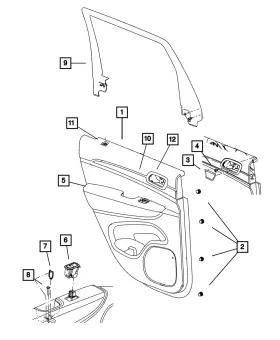 Mopar 1ts981x9ab Genuine Rear Door Trim Panel Right Mopar 1ts981x9ab Genuine Rear Door Trim Panel Right
