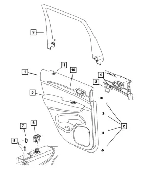 Mopar 1uf931x9ab Genuine Rear Door Trim Panel Left