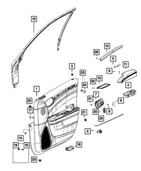 Mopar 1xm661l9ag Genuine Front Door Trim Panel Right