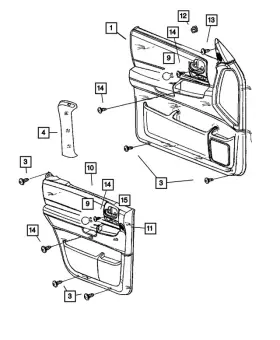 Mopar 5jc661l5ab Genuine Front Door Panel Right