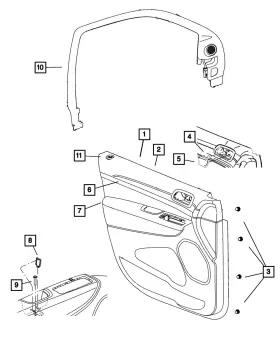 Mopar 5lx25dx9aa Genuine Front Door Trim Panel Left