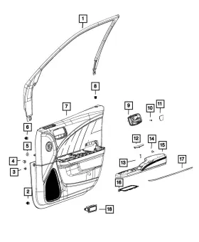 Mopar 5pf101xwai Genuine Front Door Trim Panel Assembly Right