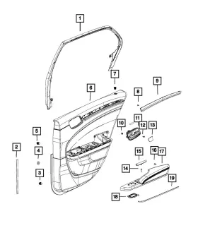 Mopar 5pf871x9ai Genuine Rear Door Trim Panel Assembly Left Mopar 5pf871x9ai Genuine Rear Door Trim Panel Assembly Left