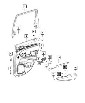 Mopar 5yn781x9ab Genuine Rear Door Trim Panel Assembly Left Mopar 5yn781x9ab Genuine Rear Door Trim Panel Assembly Left