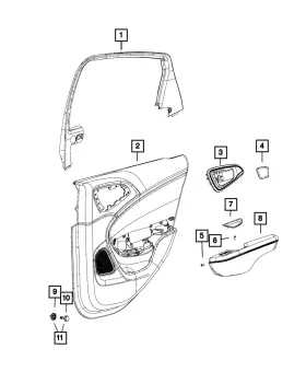 Mopar 68260671aa Genuine Rear Door Trim Panel Left