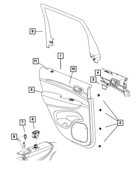 Mopar 6aa021ulac Genuine Rear Door Trim Panel Assembly Right