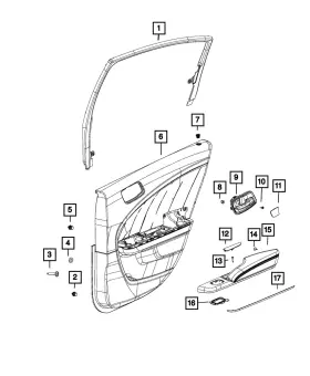 Mopar 6ra262x9ab Genuine Rear Door Trim Panel Assembly Right