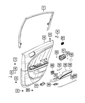 Mopar 6ra402x9ac Genuine Rear Door Trim Panel Assembly Right