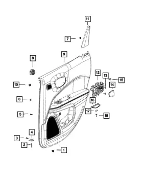Mopar 6wj564x9ah Genuine Rear Door Trim Panel Right Mopar 6wj564x9ah Genuine Rear Door Trim Panel Right