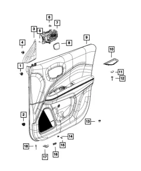 Mopar 7vf934x9aa Genuine Front Door Trim Panel Left