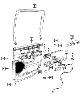Mopar 7zc13tx7aa Genuine Rear Door Trim Panel Left