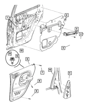 Mopar Tw741flag Genuine Door Trim Rear Panel Right