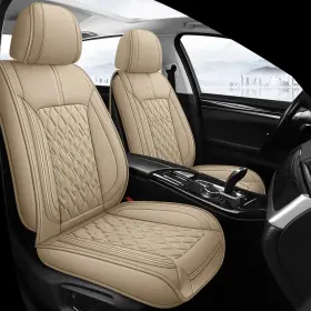 Pariitadin 1800200903 Leather Car Seat Covers Front Pair Waterproof Breathable Universal Black Faux