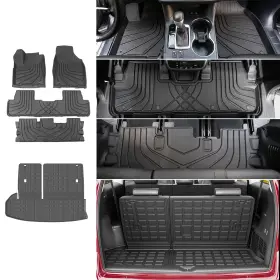 Powoq 754631968023 Floor Mat Compatible With 2014-2019 Toyota Highlander Tpe All Weather