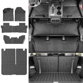 Powoq 757940823656 Hp02 Floor Mats 2016-2022 Honda Pilot 7 Seats Cargo Trunk