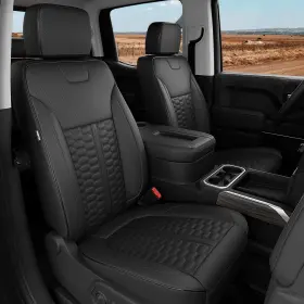 Rideposh Q350550-01-cvsdc019-1925 Leather Seat Covers Silverado Sierra 1500 2500hd Crew Cab Full Set 2019-2026
