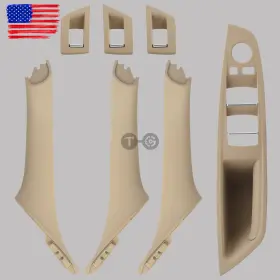 Topgearsltd 710414699478 7x Beige Interior Door Handle Panel Cover Trim For Bmw 5 F10 F11 F18 2010-2016