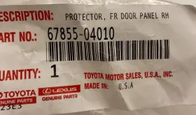 Toyota 67855-04010 Genuine Parts Protector Front Door Panel 2015-2023