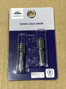 United Pacific 40204 Chrome Door Lock Knob With 7/16 Inch Purple Crystal - 2pcs New