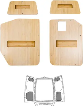 Vanncamp Dp-502-c-1 Rear Door Panels For Mercedes Sprinter 2019-2025 Bamboo Left And Right