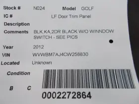 Volkswagen 204.vw1g12 Golf 2012 Door Trim Panel Front 178597-1