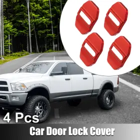X Autohaux 746453490691 4pcs Car Door Lock Latches Cover Protector Stainless Steel For Dodge Charger Red