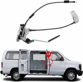 Yinlowa 80005969 Door Latch Assembly With Cable Rod For Ford E150 E250 E350 Econoline Van Side